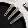 Horquilla de metal hueca plateada para mujer, para la frente, con pelo roto, con clip de pico de pato, para flequillo lateral, con clip lateral, horquilla de una palabra, tocado