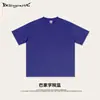 2025 Primavera e Verão Simples Tendência Marca Fio Duplo Algodão Puro Manga Curta Camiseta Masculina Tamanho Grande Solta Camiseta Dopamina Top Esportivo