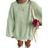 Suéter pullover outono e inverno transfronteiriço da Amazon para mulheres, casual, gola redonda, tricotado em ponto trançado, padrão losango, solto, moderno, malha