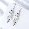 Brincos de Prata Esterlina S925 Folha para Mulheres Estilo Coreano Simples Modernos Individuais Sombra de Árvore Torcidos Emagrecimento Rosto Longo Ornamentos de Orelha