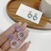 Pendientes redondos sencillos de plata S925 con diseño de Corea del Sur, con diseño de amor, azul y gris, combinables con todo, joyería de nicho B348