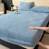 Lençol de baixo com elástico de veludo de leite espesso e quente para inverno, Classe A, adequado para dormir diretamente sobre ele, cobre de cama de veludo para bebê ultrassuave, cobre de cama antiderrapante