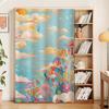 Cortina Floral Marinha Fresca e Esteticamente Agradável para Guarda-Roupa e Sapateira, Cortina à Prova de Poeira com Trilho Deslizante, Cortina de Pendurar para Esconder Bagunça