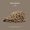 Sombrero Avanzado de Nicho con Estampado de Leopardo Moda Retro Distintivo Ins Versátil Delgado Calle Chica Caliente Mostrar Cara Boina Pequeña para Mujer