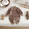 Sem Devoluções ou TrocasMacacão Bebê Estampa Leopardo, Macacão Tricot Espesso Estiloso para Inverno, Tendência para Bebês Meninas