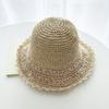 Sombrero de Paja Hecho a Mano Estilo Coreano para Mujer, Sombrero Fresco con Visera Estilo Japonés para Salidas de Primavera y Verano, Dulce y Versátil
