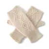 Guantes de Cachemira sin Dedos para Mujer Otoño Invierno Guantes de Punto Trenzado de Diamante Cálidos para Escribir Oficina Guantes de Lana sin Dedos
