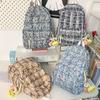 Mochila Escolar a Cuadros Estilo Artístico Fresco Estilo Ins Japonés para Estudiantes de Preparatoria, Mochila de Campus para Mujeres de Pana