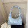 Bolsa de Lona Tipo Tote Color Crema Estilo Ins Nueva Primavera 2026 para Mujer, Gran Capacidad, Artística, Fresca, Versátil para el Trabajo