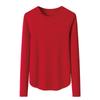 Suéter de Punto Elegante de Cachemira para Mujer, de Punto Fino Acanalado Calibre 16, Cuello Redondo, Hombro Normal, Corte Ajustado, con Elástico en el Dobladillo Redondo Grande