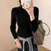 Blusa de Tricô Veludo Andy, Camada Base de Gola Média para Mulheres, Nova Temporada Outono/Inverno, Suéter de Gola Meio Alta