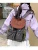 Bolso bandolera de diseño de almacenamiento en capas de color contrastante de tono tierra y tono frío, modelo para parejas, adecuado para ir al trabajo y acampar, bolso de hombro multipropósito