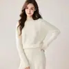Nueva colección otoño/invierno 2026: suéter de cachemir 100% puro para mujer, cuello redondo, top de punto elegante en colores lisos