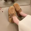 Zapatos casuales de otoño para mujer, slip-on, suela blanda, con sensación de pisar caca, altura dual ajustable estilo Birkenstock, versátiles con hebilla y punta redonda