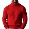 En stock, nuevo suéter para hombre para comercio electrónico transfronterizo, estilo europeo y americano, corte ajustado, tejido elástico, color liso, rayas verticales, suéter de cuello alto