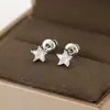 Pendientes de Estrella de Cinco Puntas de Diamante Tridimensionales Estilo Celebridad de Internet Ins Agujeros de Oreja Mini Estrella Sencillos de Moda Tachuela Accesorios para Orejas