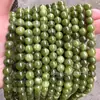Calcedonia Verde Oliva Turmalina Verde Optimizada Cuentas Redondas Semiacabadas Cuentas Hechas a Mano DIY Pulsera Collar Accesorios Mayoreo