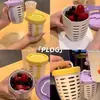 Copo de Frutas Portátil, Estiloso Copo Drenável para Café da Manhã e Salada com Garfo, Novo Estilo para Levar, Piquenique, Copo de Aveia