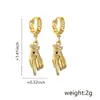 Brincos Geométricos de Nova Moda Transfronteiriços Argola de Orelha Banho de Cobre Ouro Real Pingente Gota de Óleo Zircônia Olho de Dedo Brincos Femininos