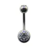 Anillo Umbilical Doble Diamante de Acero Inoxidable Meier con Hebilla de Ombligo de Diamante Joyería de Perforación Corporal Transfronteriza con Clavo de Ombligo de Diamante