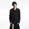 NASA SOBRE camiseta de manga comprida texturizada estilo old money para homens, solta e casual, versátil para primavera e outono, perfeita como camada base