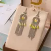 Pendientes de cadena de estilo nacional indio nuevos redondos de diamantes completos vintage barrocos pendientes creativos venta al por mayor
