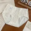 Calcinha infantil com estampa floral doce, novo estilo, delicada e macia, 10A antibacteriana, entrepernas estendido, calcinha de algodão puro feminina estilo triângulo