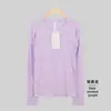 Lulu Mesmo Estilo 1.0 Camiseta Esportiva de Manga Longa para Yoga Secagem Rápida Gola Redonda Yoga Corrida Fitness Slim Fit Top para Mulheres