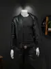 Chaqueta de cuero para hombre, top de marca de moda nuevo, elegante y ajustada, chaqueta de cuero casual estilo motociclista con cuello alto para otoño e invierno
