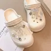 Acessórios para Sapato Tamanco de Ballet Estilo Ins Simples Feito à Mão com Contas Cristal Flor de Pérola Conjunto de Fivelas de Sapato Destacáveis