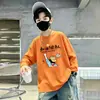 Camiseta de manga comprida para meninos, nova marca da moda outono 2026, top casual versátil de algodão puro infantil para primavera e outono