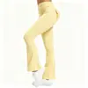 Pantalones de Yoga Elásticos de Bolsillo con Botón Más Vendidos Pantalones Largos Ropa de Trabajo Levanta Glúteos de Cintura Alta Fitness Deportivo Secado Rápido Pantalones de Campana K091