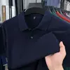 Camisa Polo Masculina de Algodão Piquet Fina e Respirável para o Verão, para Pais de Meia-Idade, Casual de Negócios, Cor Sólida, Gola Polo, Manga Curta