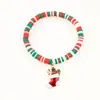 Joyería Transfronteriza Europea y Americana Navidad Pulsera de Cuentas de Arcilla Polimérica Suave Regalo Pulsera de Papá Noel Pulsera de Contraste de Color Festivo