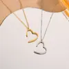Colar de Aço Inoxidável Banhado a Ouro 18K em Formato de Coração, Estilo Francês, Design de Nicho, Joia de Corrente para Clavícula Versátil e que Não Desbota, para Mulheres