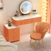 Tocador de Madera Maciza Dormitorio Moderno Simple Tocador de Pizarra Gabinete de Almacenamiento Espejo de Maquillaje Integrado Belleza y Elegante