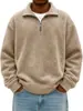 Sudadera de punto con media cremallera de color liso desgastada para hombre, estilo europeo y americano, nueva para Otoño e Invierno 2025, casual, holgada, con solapa