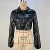 Estilo Europeo y Americano Otoño e Invierno 2024 Explosiones de AliExpress Ropa Sexy de Ombligo Picante para Mujer Chaqueta de Cuero para Mujer