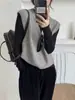 Colete multicamadas estilo japonês 100% lã, colete feminino sem mangas com decote V, 26 top de tricô de cashmere da moda outono/inverno