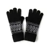 Outono e inverno de cashmere novo unissex simples jacquard quente para ciclismo à prova de vento luvas de tricô de cinco dedos casuais