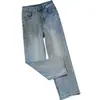 Jeans rectos de color claro para mujer, nuevo diseño de verano 2026, pantalones cropped elásticos de cintura alta para figuras petite