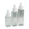Cuerpo de botella de vidrio esmerilado transparente 20/30/50ml botella cuadrada esencia aceite esencial subenvasado cuidado de la piel gotero subenvasado