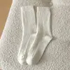 Meias Longas Cinzas Novas para Outono e Inverno, Ponto Duplo, Algodão, Respiráveis, Absorventes de Suor, Antibacterianas, Anti-Pilling, Pretas, Brancas, Cinzas, Meias Femininas Estilo Japonês