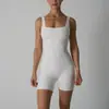 Body Modelador Sem Bojo Decote Quadrado Costas Abertas Toque de Pele Body Shorts Fitness Yoga Feminino