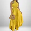 Outono de 2026 Novo Estilo Transfronteiriço Europeu e Americano Roupas Femininas Temperamento Elegante Moda Cor Sólida Bainha Larga Vestido Longo