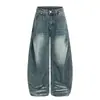 Jeans Retro Americanos Azul Hielo Plisados Scimitar 2025 Sueltos Casuales Geniales de Pierna Ancha Hasta el Suelo Pantalones Scimitar