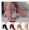Otoño e invierno 2017 Botas nuevas de ante plisado de tacón alto ligero JGB2018N0007071