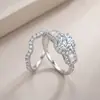Anillo de Plata de Ley S925 con Moissanita para Dropshipping Transfronterizo Europeo y Americano Exportación de Comercio Exterior Joyería de Moda Conjunto de Anillos Apilables