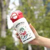 Taza Termo de Acero Inoxidable con Dibujos Animados de Alta Calidad Cuidadosamente Seleccionada, Taza de Doble Uso con Tapa Pop-Up Linda para Estudiantes, Taza Portátil para Exteriores con Popote