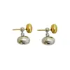 Pendientes Elegantes de Lujo Ligero Estilo INS Frío Colgantes Traseros Diseño Minimalista de Nicho Pendientes de Frijol Metálico Ovalados para Mujer